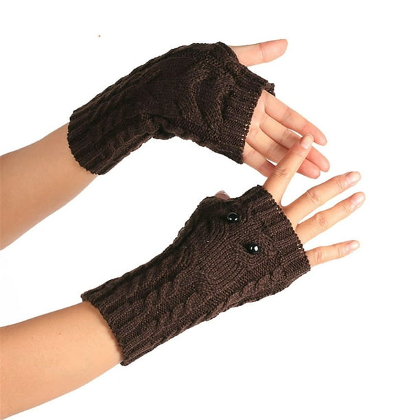 Short Faux Fur Knitted Fingerless Mitten Gloves Women Winter Fashion US Stock 